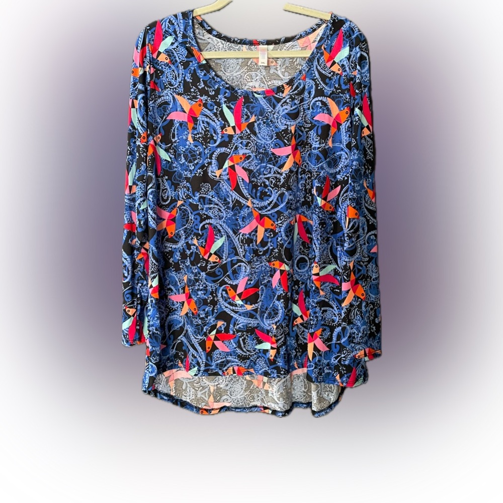 Lularoe Lynnae Colorful Bird Patterned BlouseTop 3XL New
